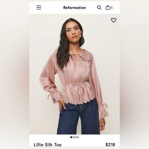 Reformation Lillie Silk Top Serenade - Size S